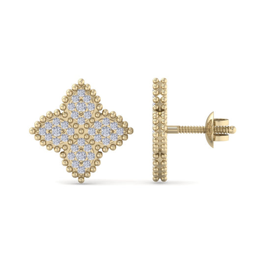 Stud earrings in yellow gold with white diamonds of 0.38 ct in weight