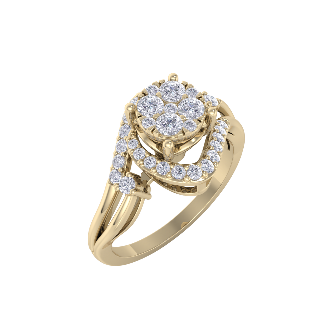 Engagement ring in yellow gold with white diamonds of 0.26 ct in weight