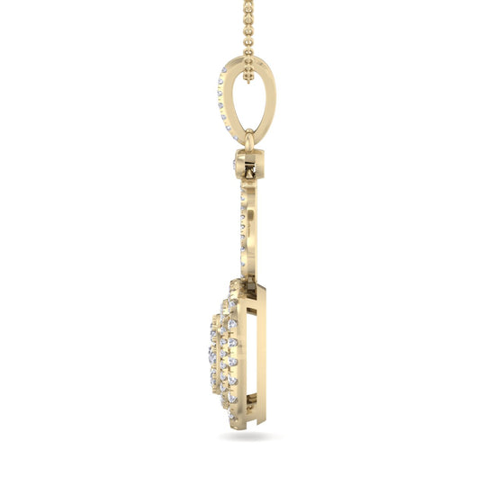 Square heart pendant in yellow gold with white diamonds of 0.60 ct in weight - HER DIAMONDS®