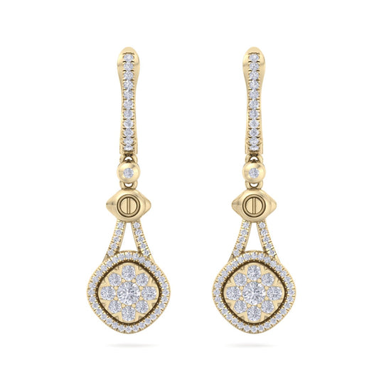 Drop earrings in yellow gold with white diamonds of 0.88 ct in weight - HER DIAMONDS®