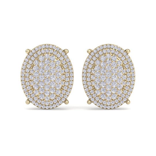Petite oval shaped earrings in white gold with white diamonds of 1.35 ct - HER DIAMONDS®
