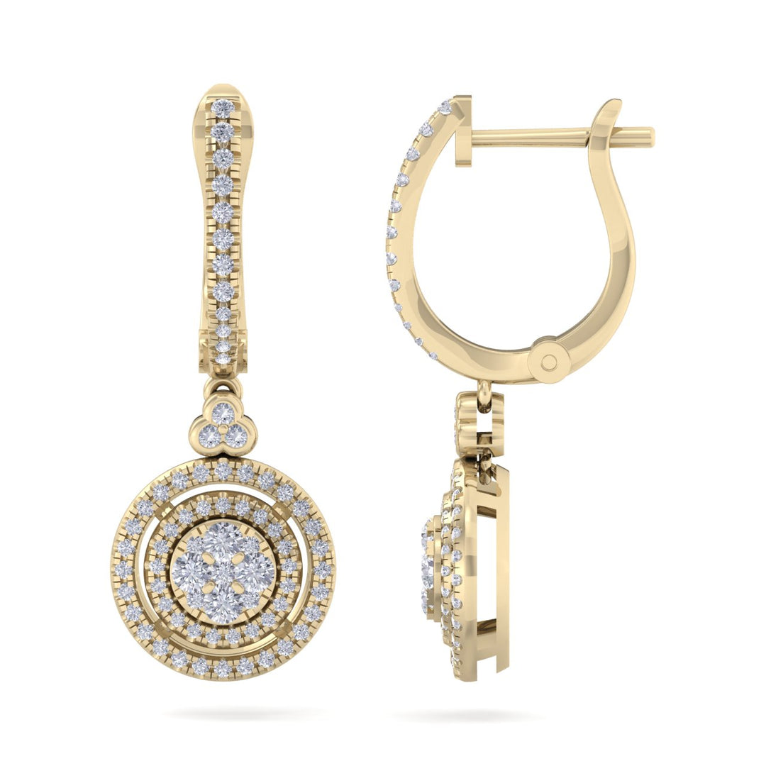 Round drop earrings in white gold with white diamonds of 0.88 ct in weight - HER DIAMONDS®