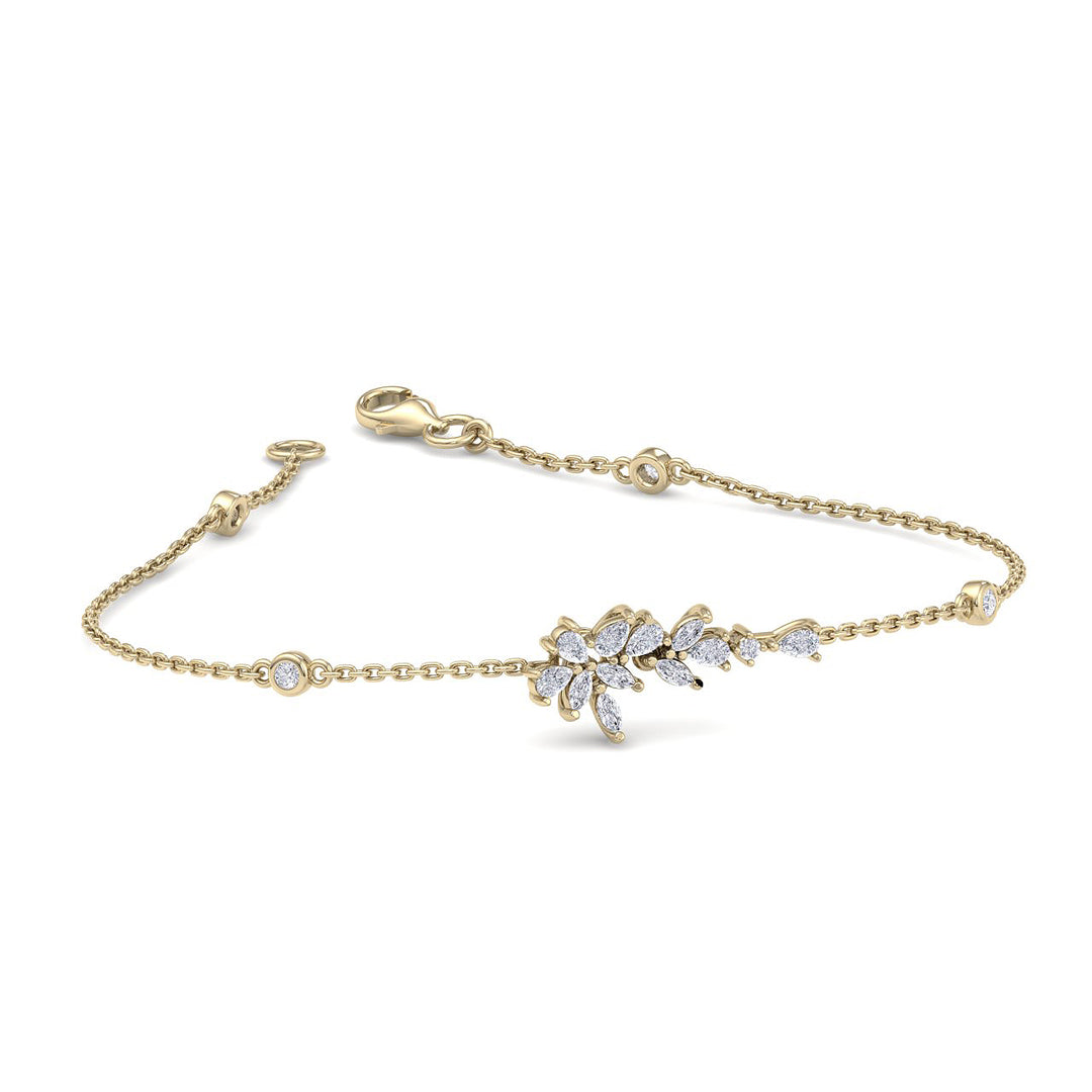 Flower shape bracelet in rose gold with white diamonds of 0.67 ct in weight - HER DIAMONDS®
