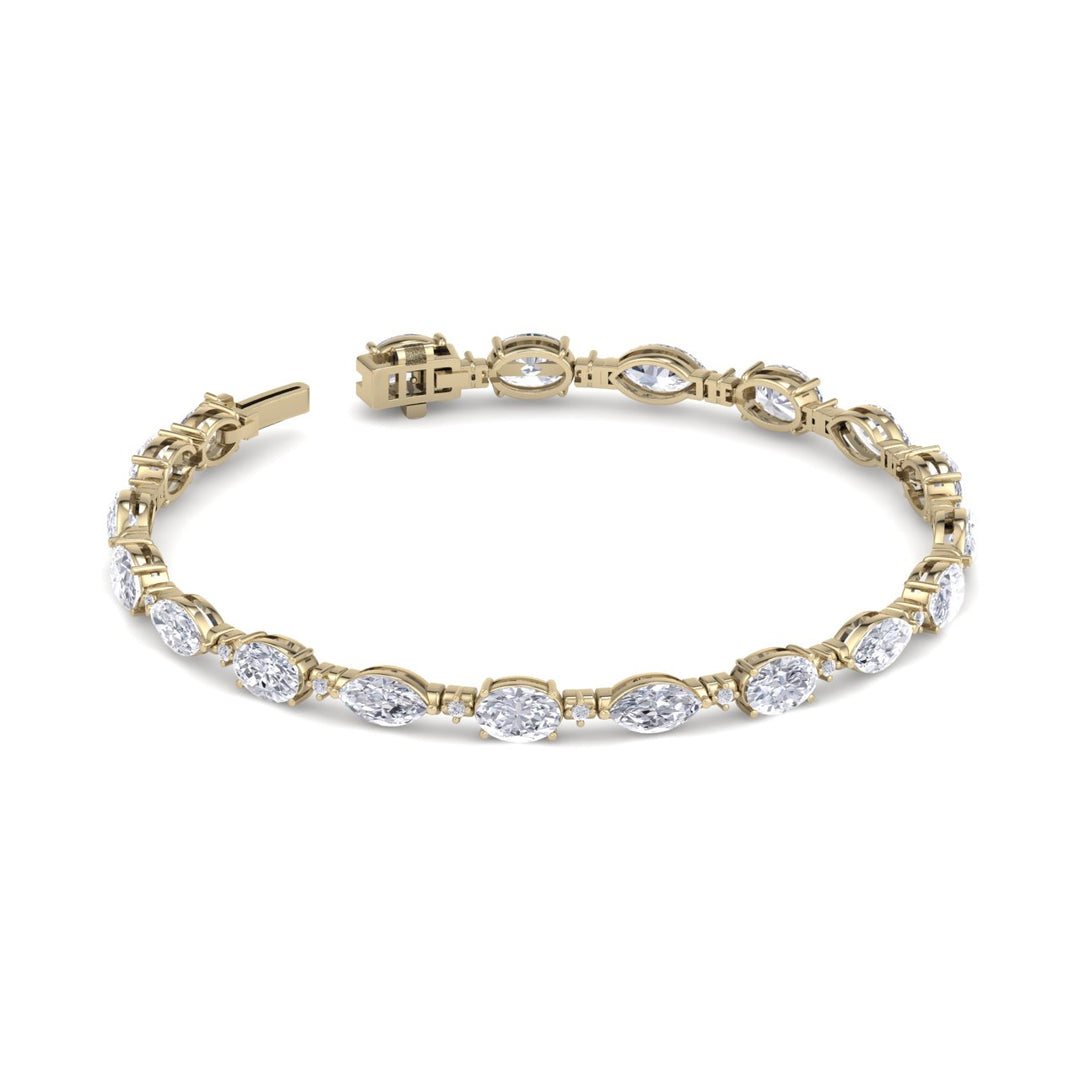 Marquise bracelet in yellow gold with white diamonds of 8.69 ct in weight - HER DIAMONDS®