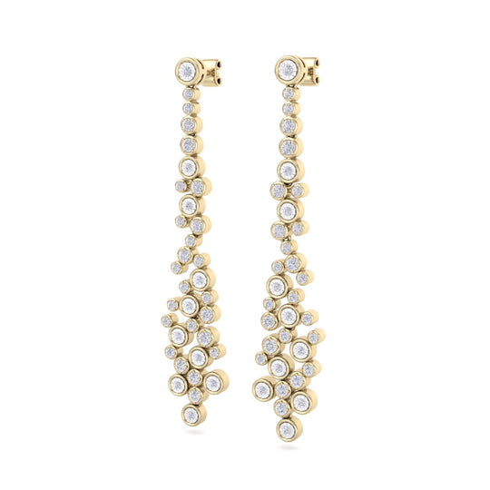 Chandelier earrings with miracle plates in rose gold with white diamonds of 2.04 ct in weight