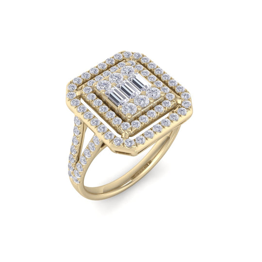 Square ring in white gold with white diamonds of 0.62 ct in weight - HER DIAMONDS®