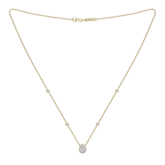 Pear shaped necklace in yellow gold with white diamonds of 0.28 ct in weight - HER DIAMONDS®