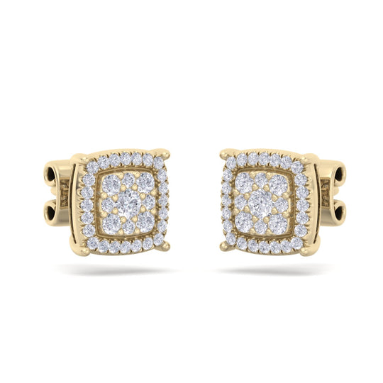 Square stud earrings in white gold with white diamonds of 0.48 ct in weight - HER DIAMONDS®