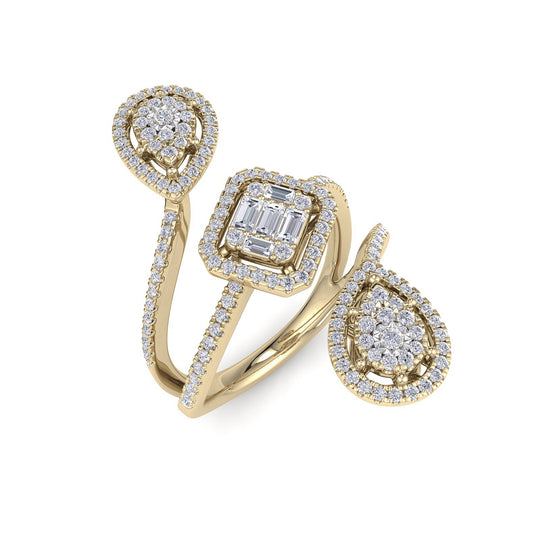 Multi-band ring in yellow gold with white diamonds of 0.79 ct in weight