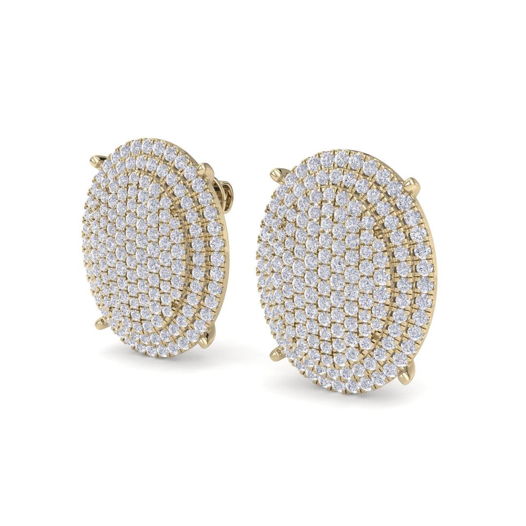 Oval shaped earrings in yellow gold with white diamonds of 2.20 ct - HER DIAMONDS®