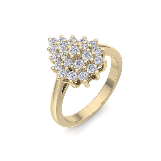 Pear diamond ring in yellow gold with white diamonds of 0.59 ct in weight