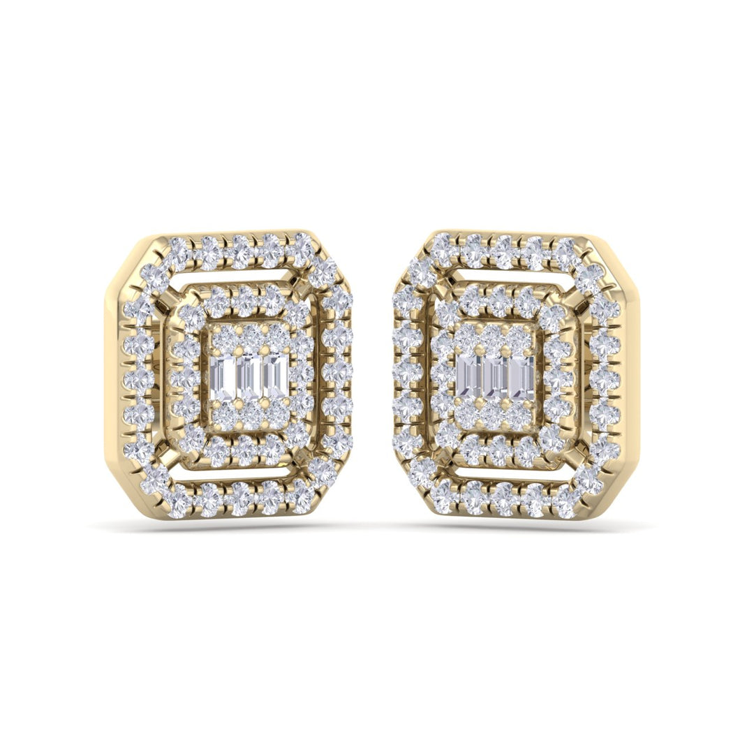 Square stud earrings in rose gold with white diamonds of 0.41 ct in weight
