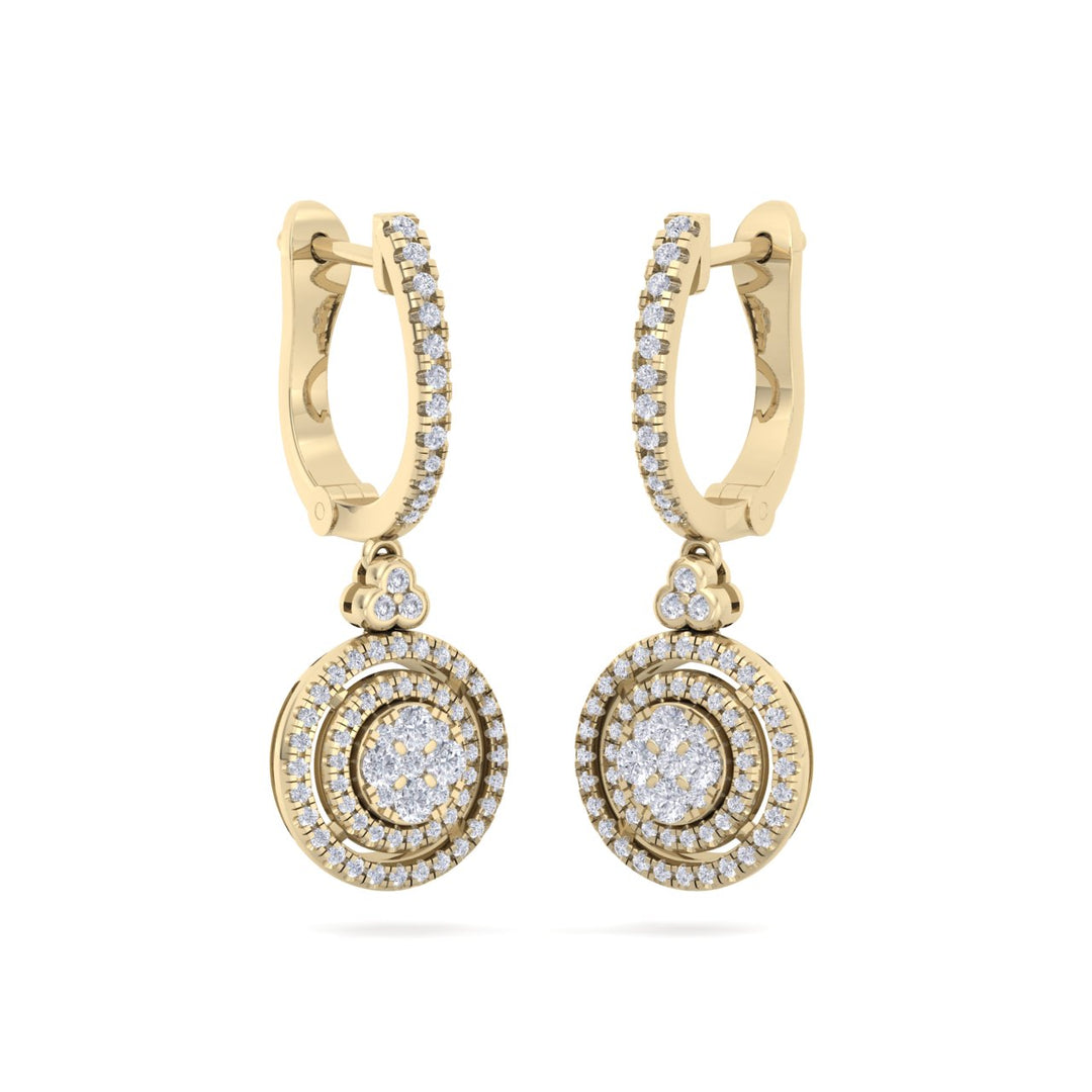Round drop earrings in rose gold with white diamonds of 0.88 ct in weight - HER DIAMONDS®
