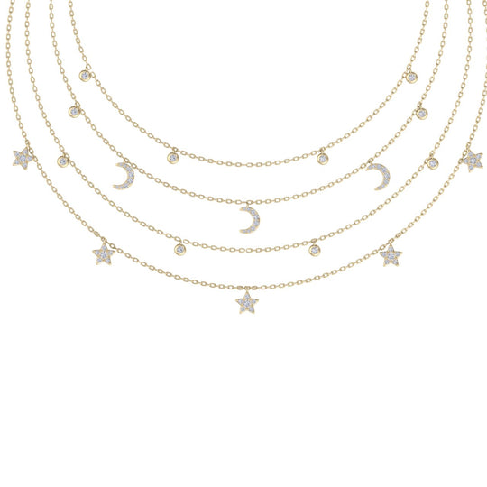 Night sky necklace in rose gold with white diamonds of 0.81 ct in weight - HER DIAMONDS®