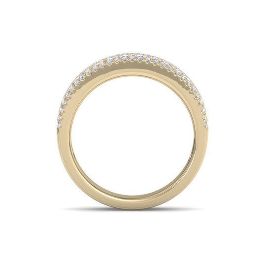 Multi-row ring in yellow gold with white diamonds of 1.03 ct in weight