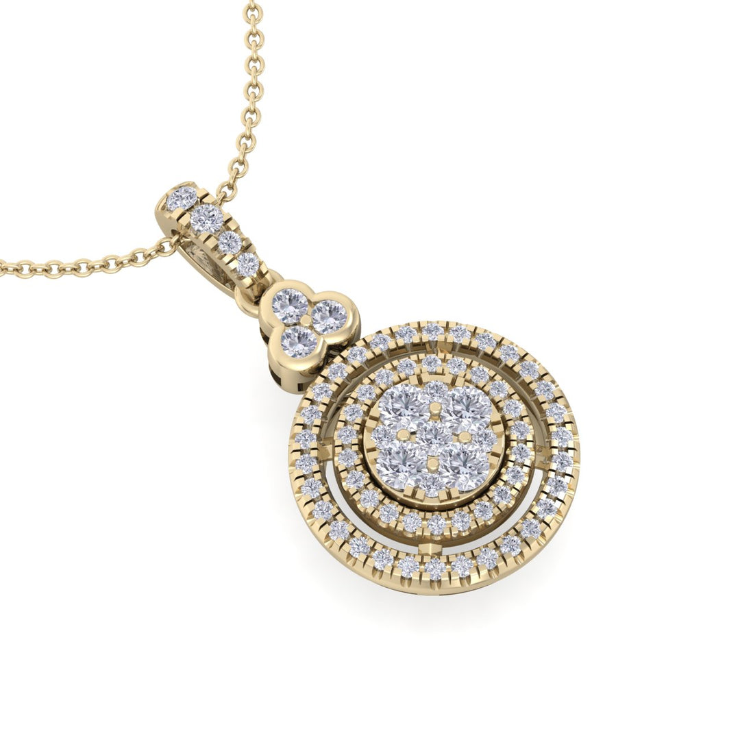 Round pendant in yellow gold with white diamonds of 0.65 ct in weight - HER DIAMONDS®