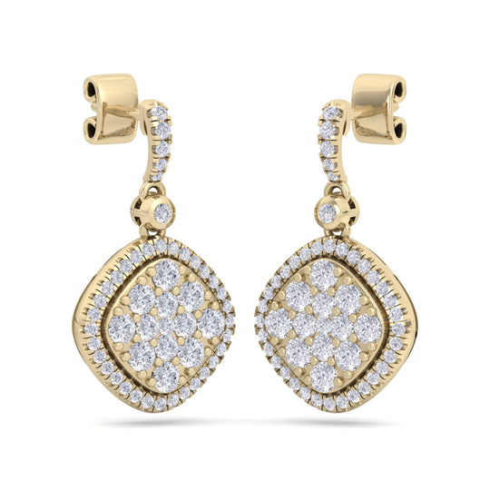 Square drop earrings in rose gold with white diamonds of 1.39 ct in weight - HER DIAMONDS®