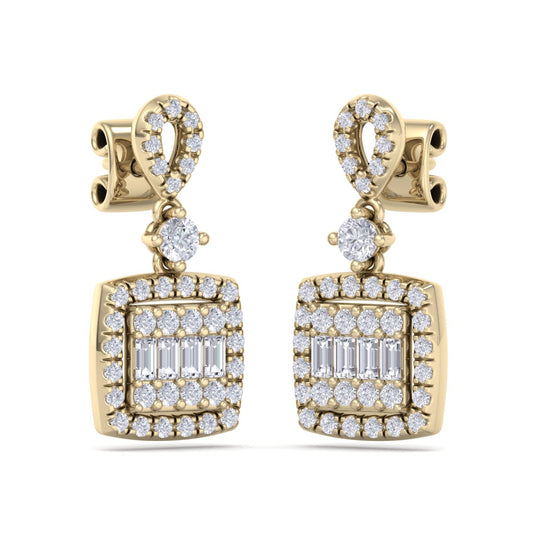 Drop earrings in yellow gold with white diamonds of 0.71 ct in weight