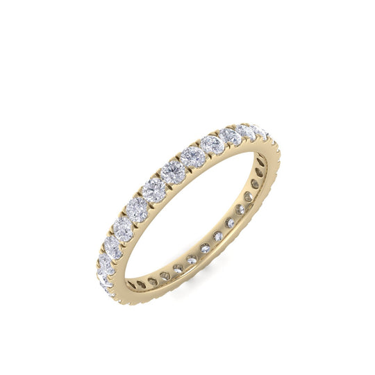 Pavé eternity band in yellow gold with white diamonds of 1.05 ct in weight