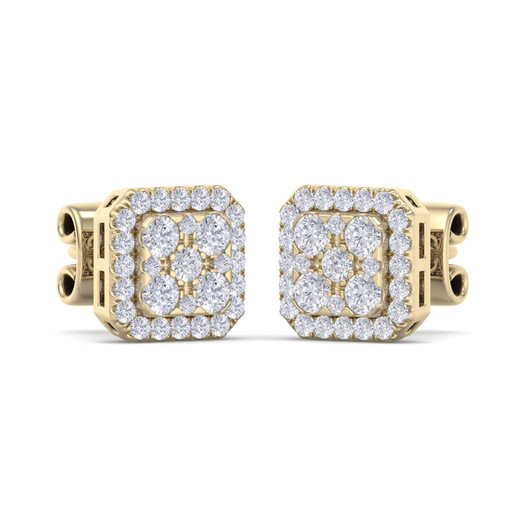 Square stud earrings in rose gold with white diamonds of 0.51 ct in weight