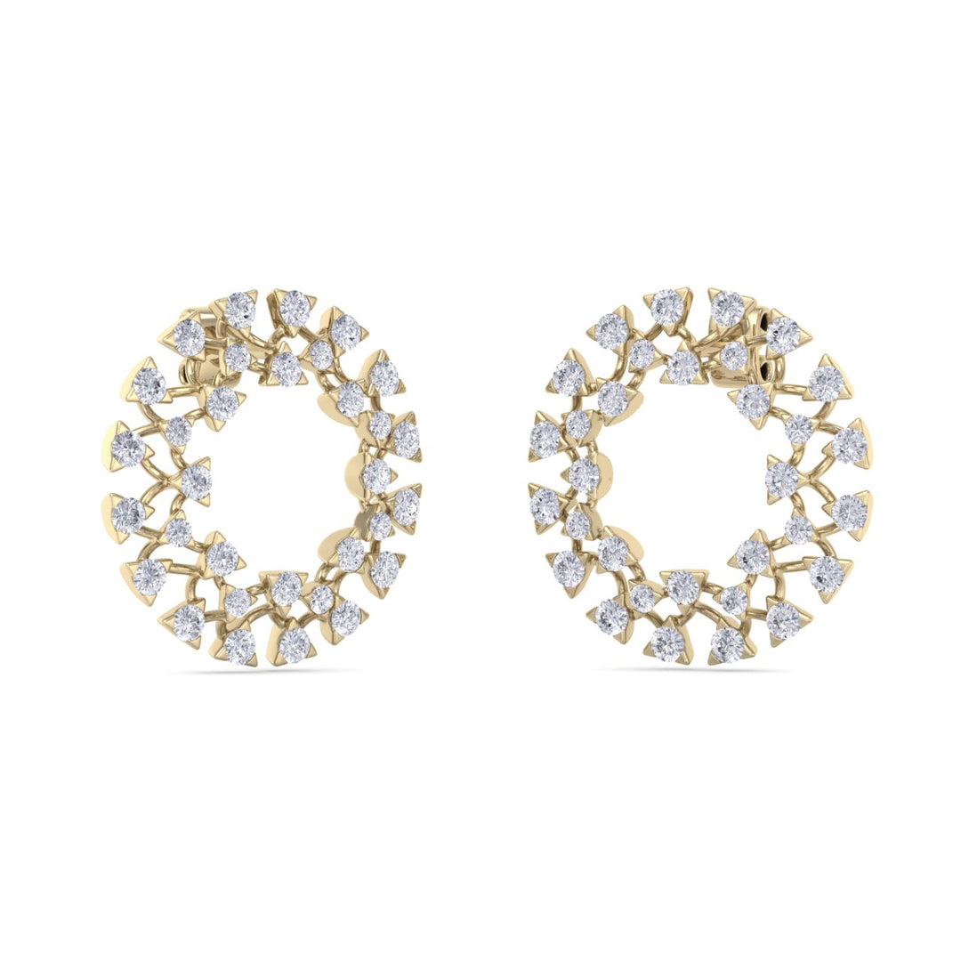 Circle stud earrings in rose gold with white diamonds of 2.77 ct in weight