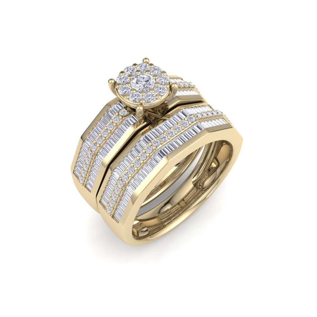 Bridal set in yellow gold with white diamonds of 1.14 ct in weight