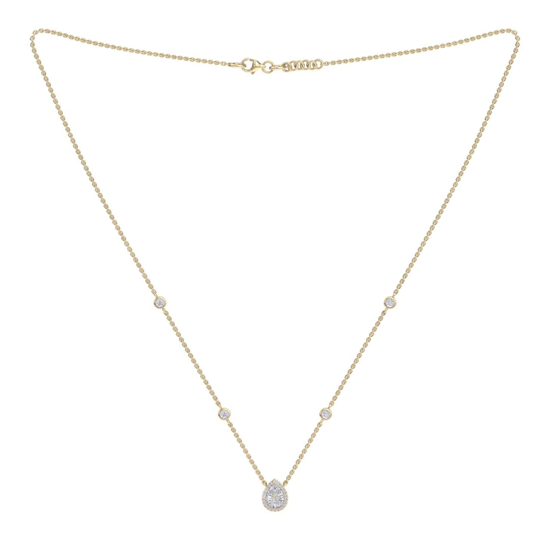 Pear shaped necklace in rose gold with white diamonds of 0.28 ct in weight - HER DIAMONDS®