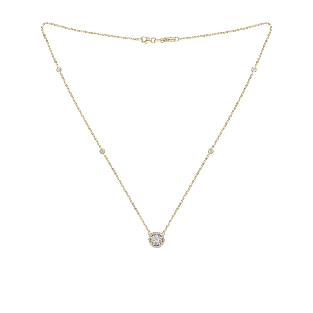 Circle necklace in white gold with white diamonds of 0.64 ct in weight - HER DIAMONDS®