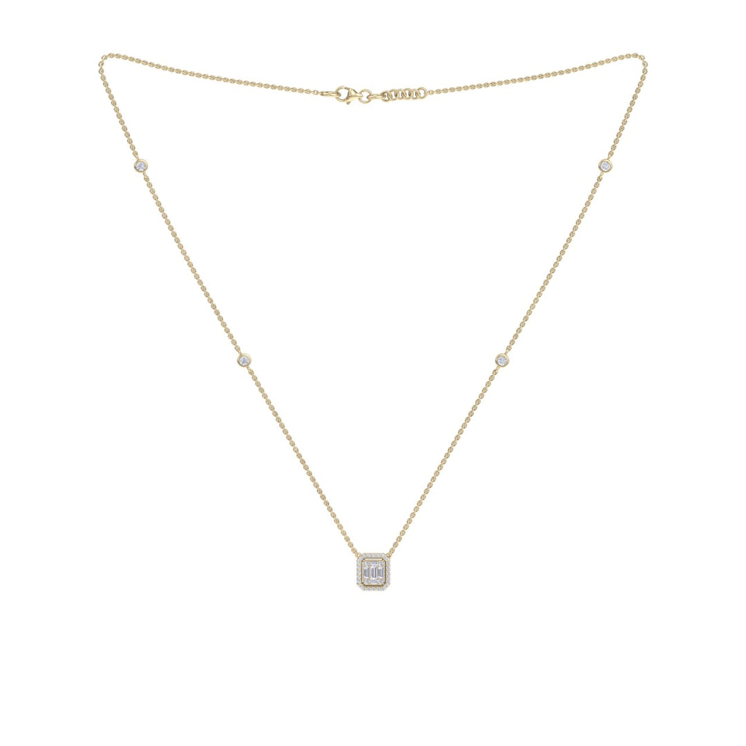 Square necklace in white gold with white diamonds of 0.37 ct in weight - HER DIAMONDS®