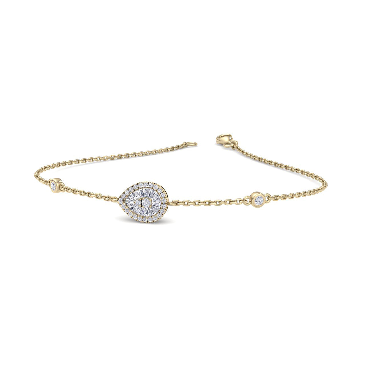 Pear shaped bracelet in yellow gold with white diamonds of 0.29 ct in weight - HER DIAMONDS®