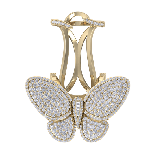Enchanted butterfly ring in yellow gold with white diamonds of 2.79 ct in weight