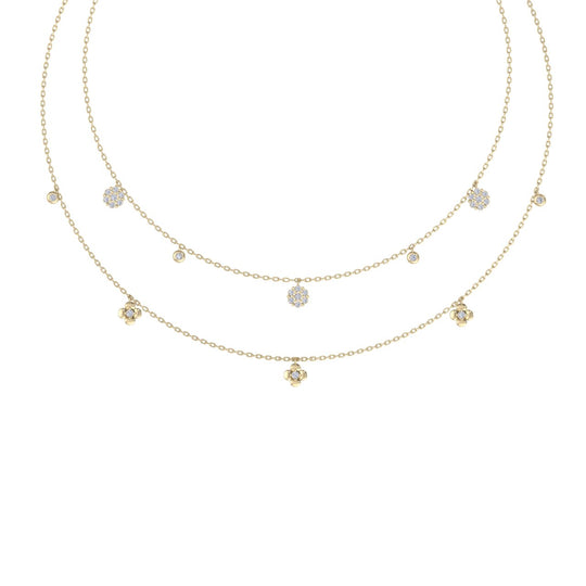 Multi-strand necklace in yellow gold with white diamonds of 0.50 ct in weight - HER DIAMONDS®
