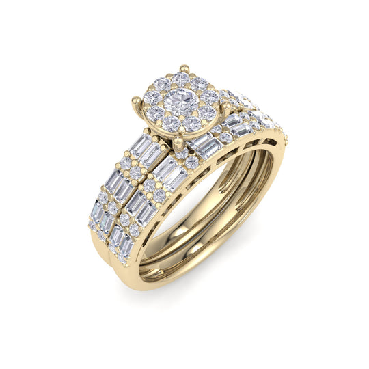 Glamourous bridal set in yellow gold with white diamonds of 1.60 ct in weight