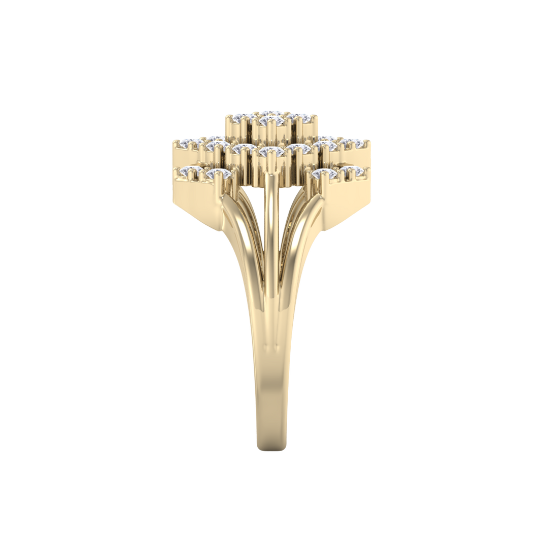 Elegant ring in yellow gold with white diamonds of 0.48 ct in weight