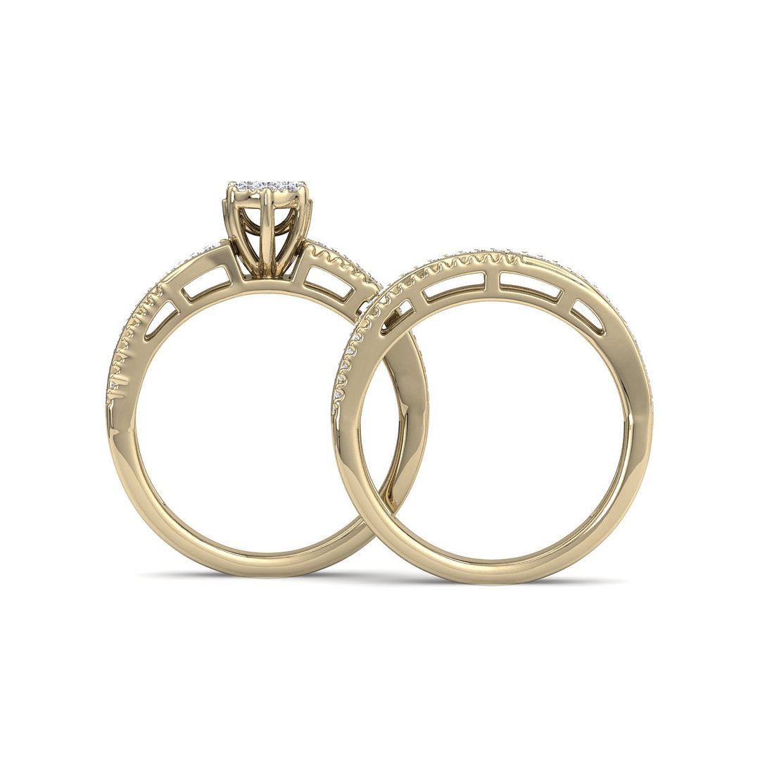 Bridal ring set in yellow gold with white diamonds of 0.58 ct in weight - HER DIAMONDS®