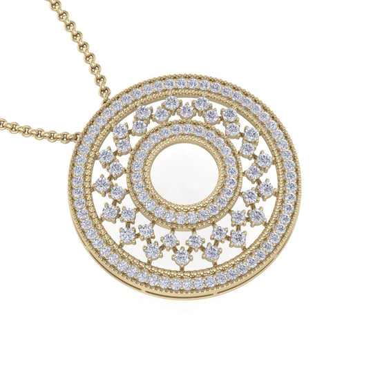 Exclusive round pendant in white gold with white diamonds of 4.11 ct in weight