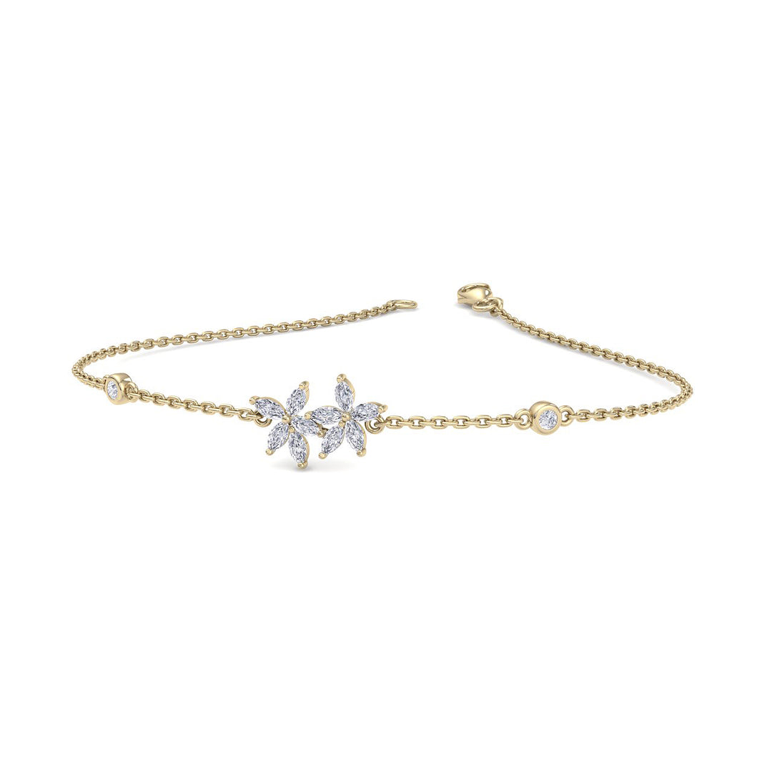Two of a kind bracelet in yellow gold with white diamonds of 0.63 ct in weight - HER DIAMONDS®