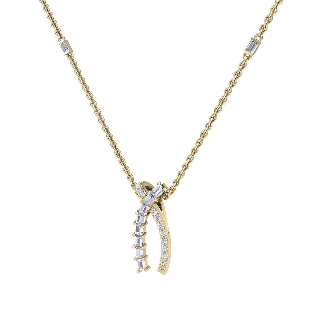 Wishbone necklace in yellow gold with white diamonds of 0.39 ct in weight - HER DIAMONDS®