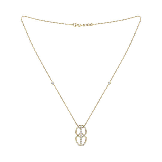 Double heart necklace in yellow gold with white diamonds of 0.53 ct in weight - HER DIAMONDS®