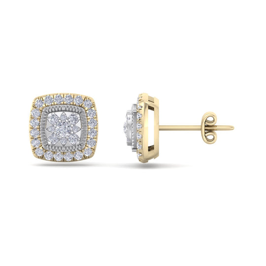 Square stud earrings in rose gold with white diamonds of 0.84 ct in weight - HER DIAMONDS®