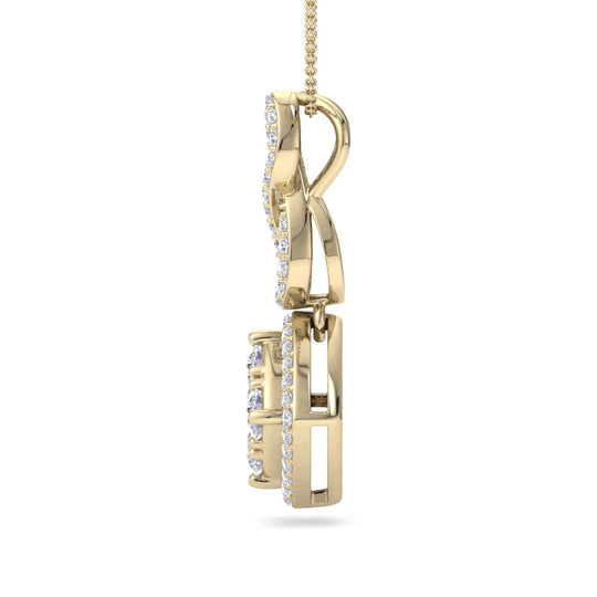 Long square shaped pendant necklace in rose gold with white diamonds of 0.66 ct in weight - HER DIAMONDS®