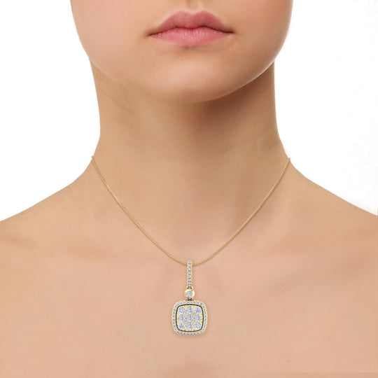 Square pendant in rose gold with white diamond of 0.58 ct in weight - HER DIAMONDS®