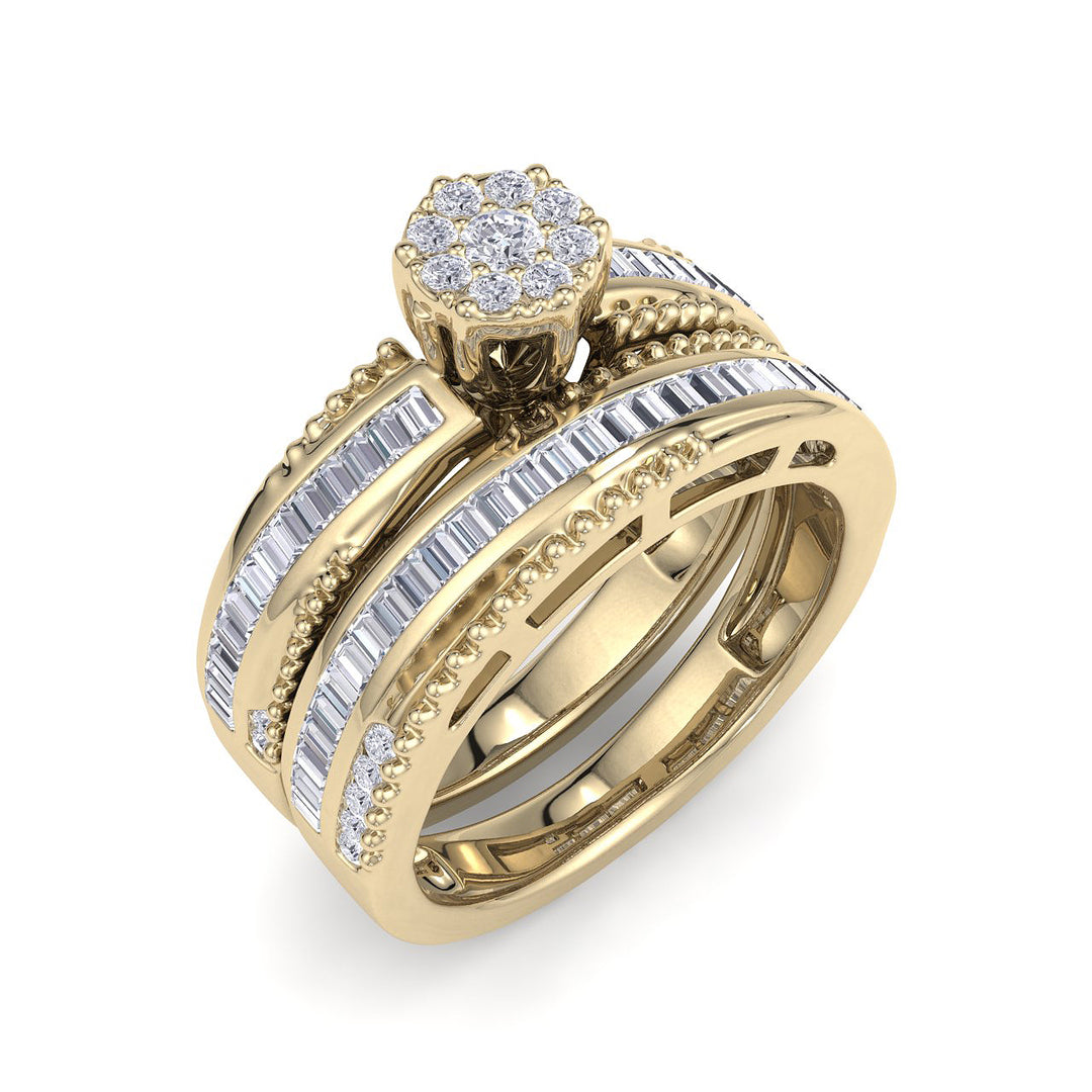 Bridal ring set in yellow gold with white diamonds of 0.58 ct in weight - HER DIAMONDS®