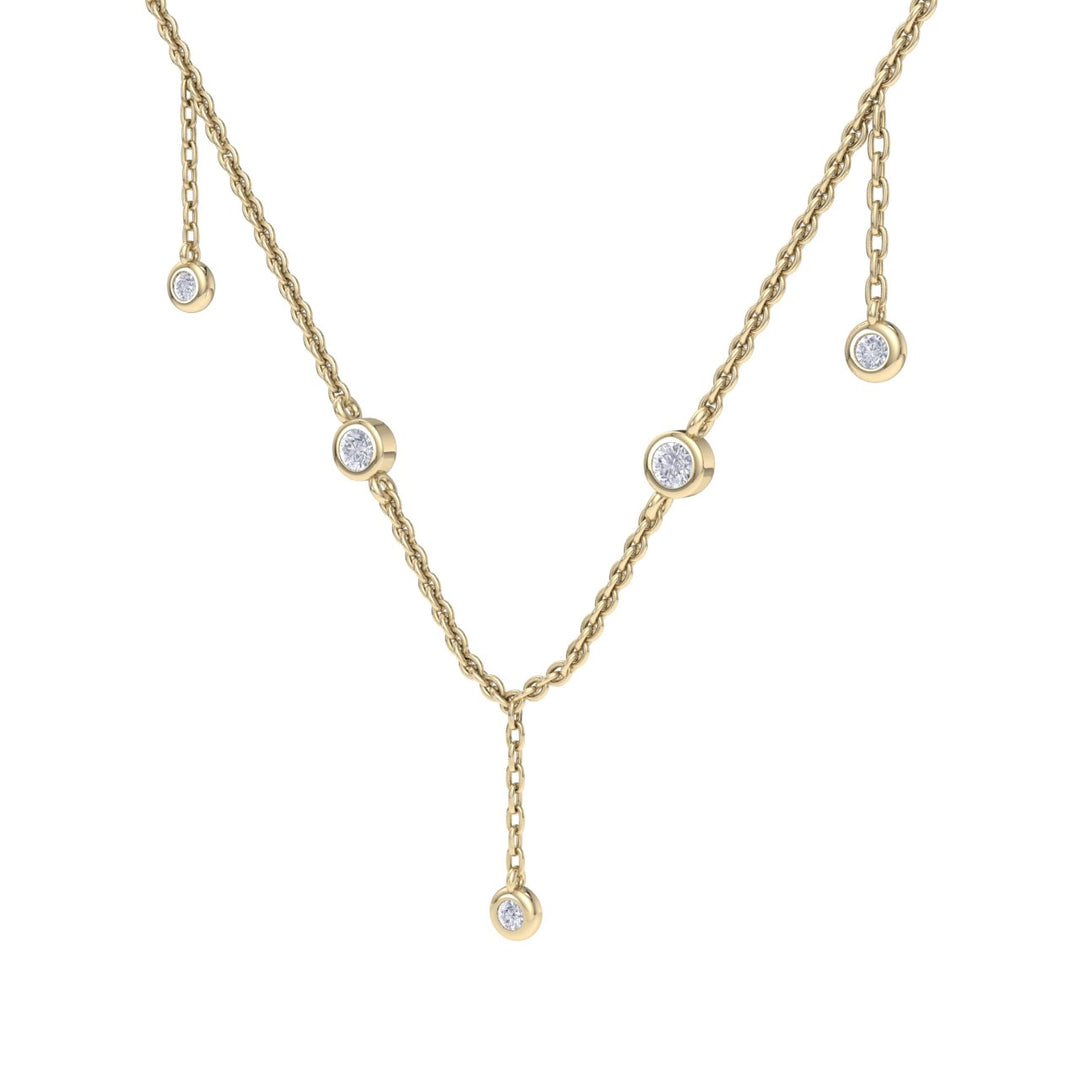Waterfall necklace in yellow gold with white diamonds of 0.34 ct in weight - HER DIAMONDS®