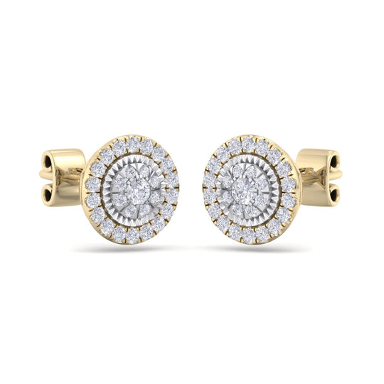 Round stud earrings in yellow gold with white diamonds of 0.55 ct in weight