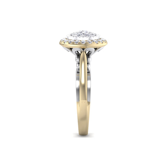 Two-tone ring in yellow gold with white diamonds of 0.39 ct in weight