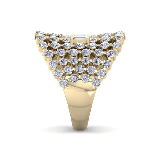 Multi-band ring in yellow gold with white diamonds of 3.14 ct in weight