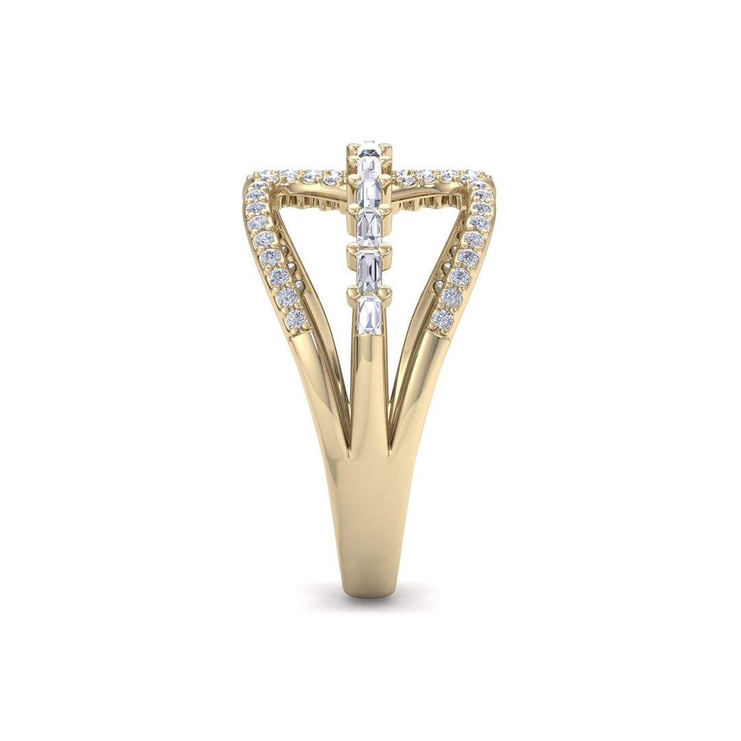 Ring in yellow gold with white diamonds of 0.55 ct in weight