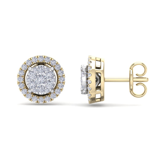 Classic round stud earrings in yellow gold with white diamonds of 0.86 ct in weight - HER DIAMONDS®