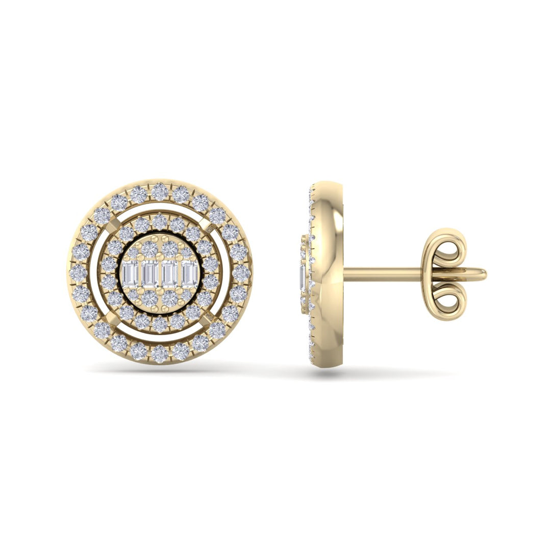 Round stud earrings in yellow gold with white diamonds of 0.57 ct in weight - HER DIAMONDS®